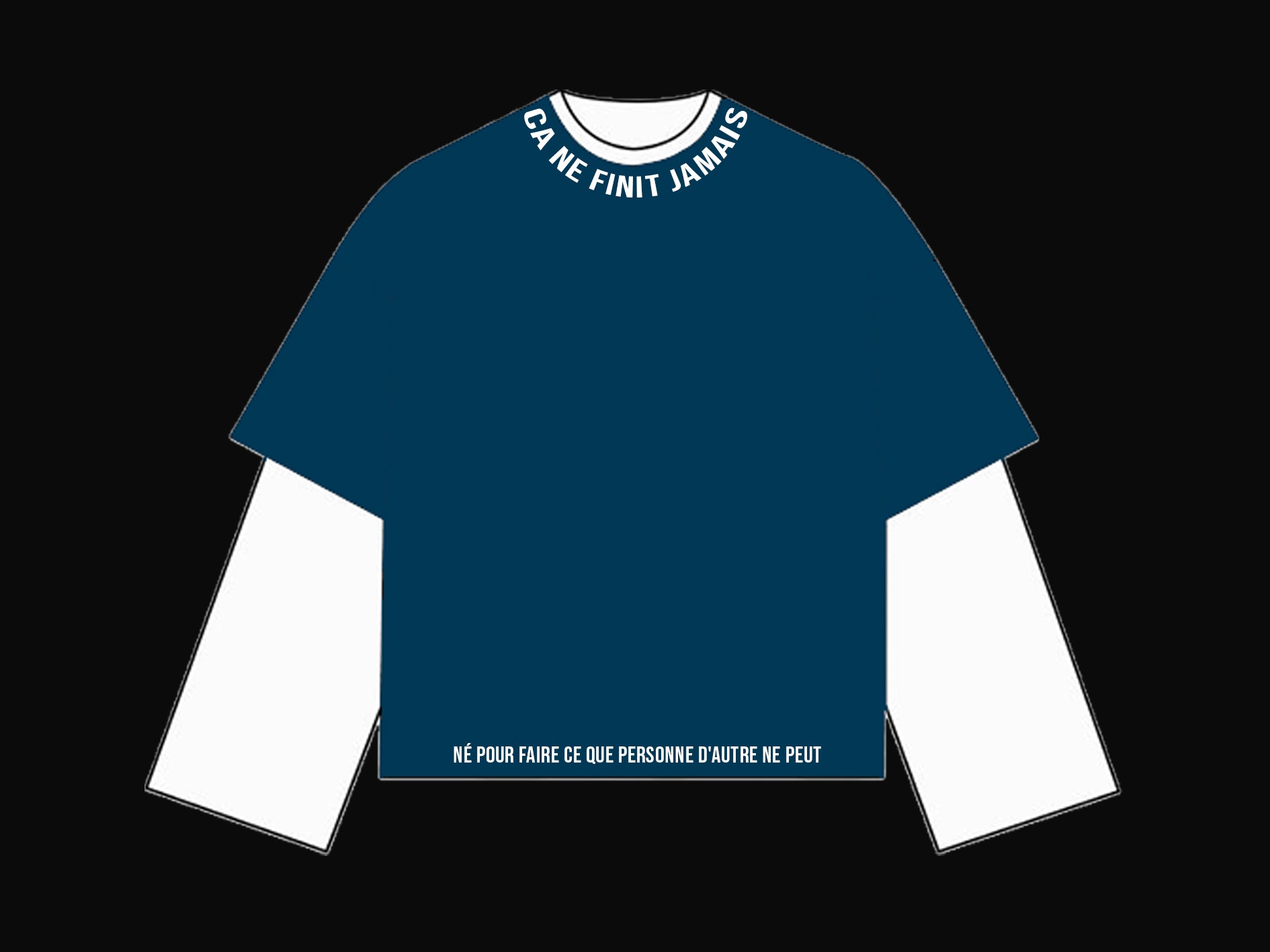 LES TROY “ÇA NE FINIT JAMAIS” Heavyweight Long Sleeve – DARK BLUE